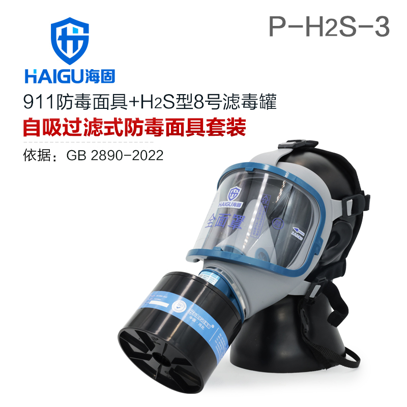海固911全面罩+P-H2S-3濾毒罐 硫化氫氣體防護(hù)